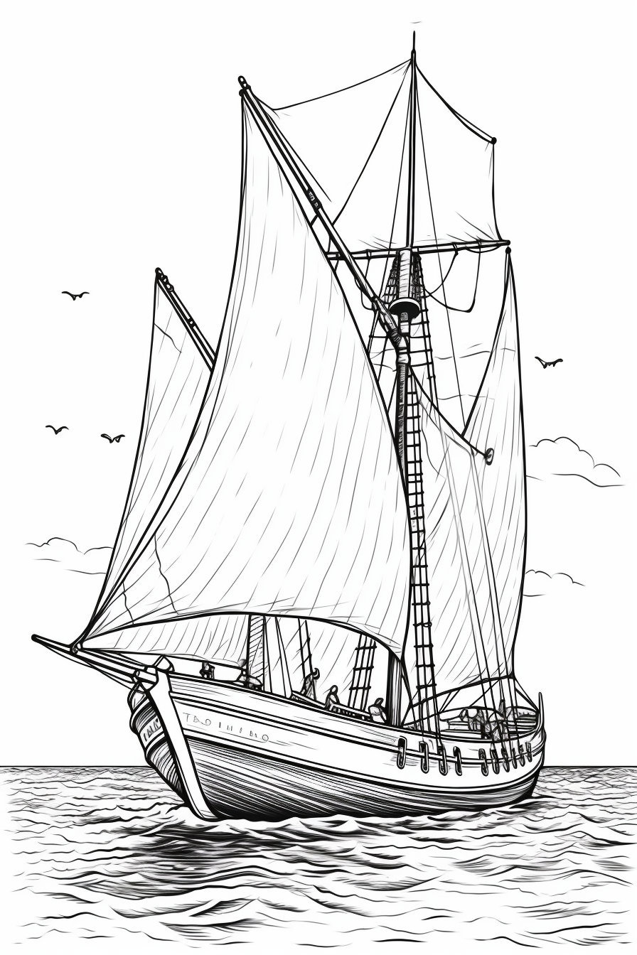 Set Sail With Boat Coloring Pages Instant Download - Perfect for