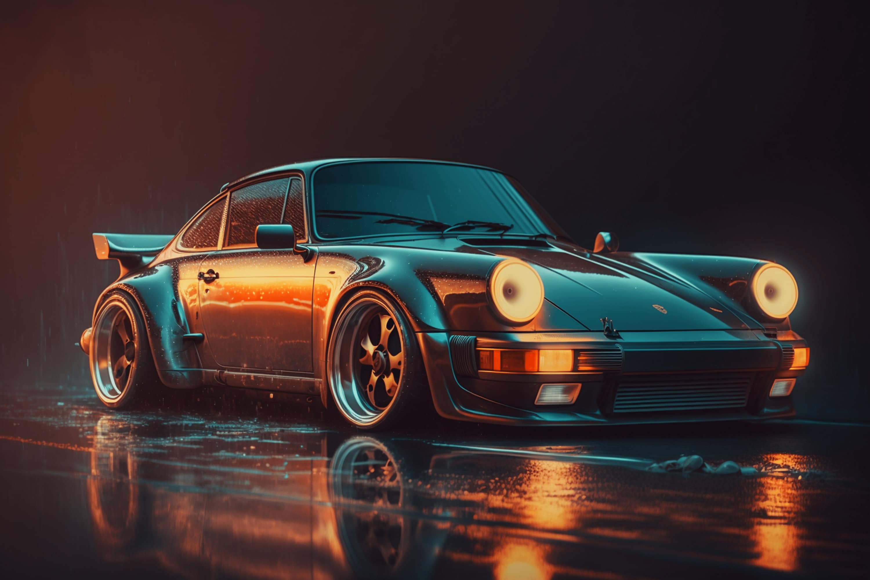 90's Porsche 911 Turbo Digital Art, Printable Wall Art, Sports Car