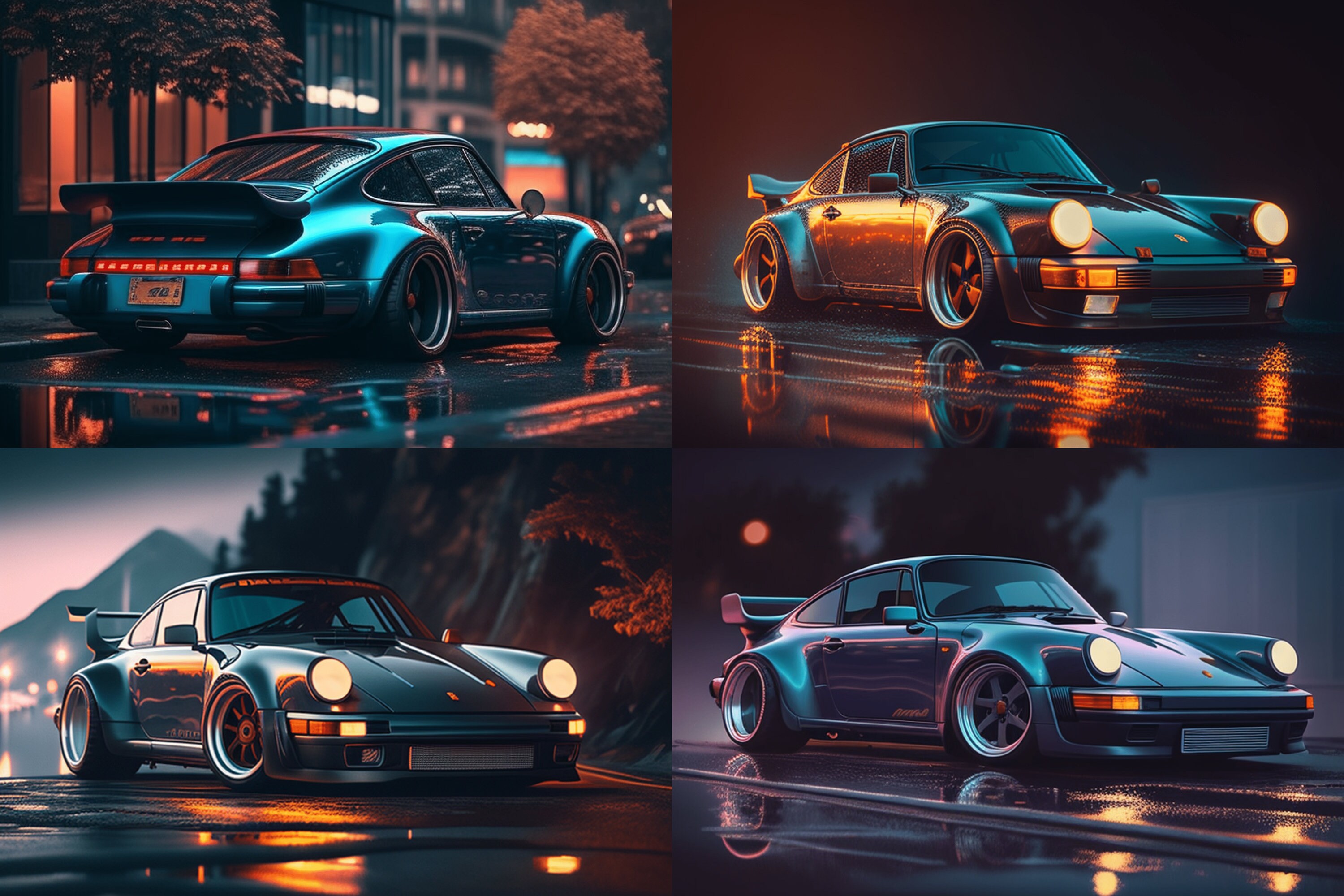 90's Porsche 911 Turbo Digital Art, Printable Wall Art, Sports Car