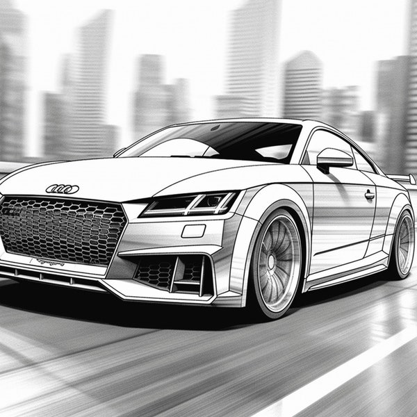 Enhance Your Space with Line Art Audi TT Black and White Instant Download Digital Wall Art