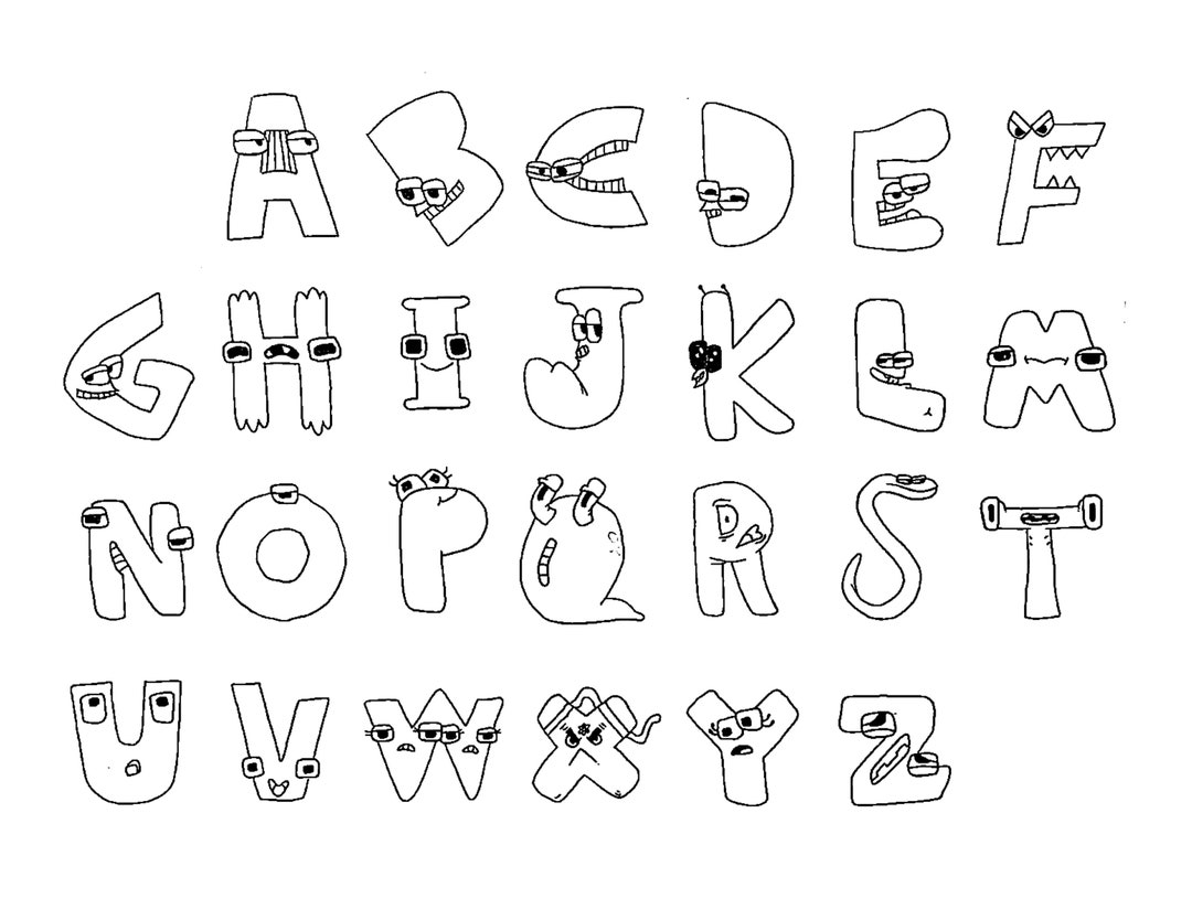 Fun Hand Drawn Alphabet Lore Children's Youtube Show Coloring Page ...