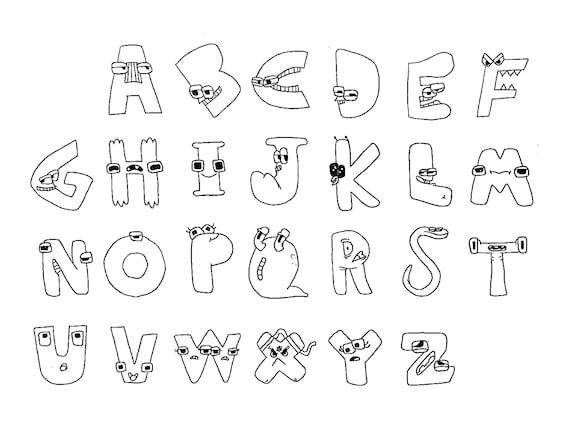 Alphabet Lore Characters Coloring Bundle PNG Digital (Instant Download) 