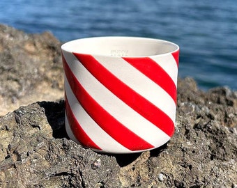 Coffee Cup | Premium Design Handmade Porcelain | Spiral Series Red Glazed, Midi or Maxi Size