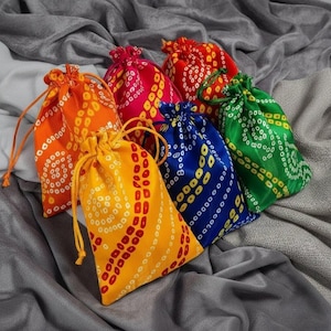 Indian Drawstring Bhandej Potli Bags Traditional Wedding Return Gifts