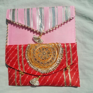 Borsa da donna fatta a mano Gota Patti / Busta per soldi / Bomboniere per matrimoni, Borse Haldi Shagun