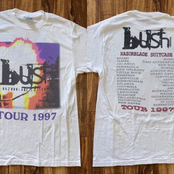 Bush Razorblade Suitcase Tour 1997 T-Shirt, 90s Bush Shirt, Music Concert Shirt, Bush Band Shirt, Bush Rock Tour 1997 T-Shirt 1394851137