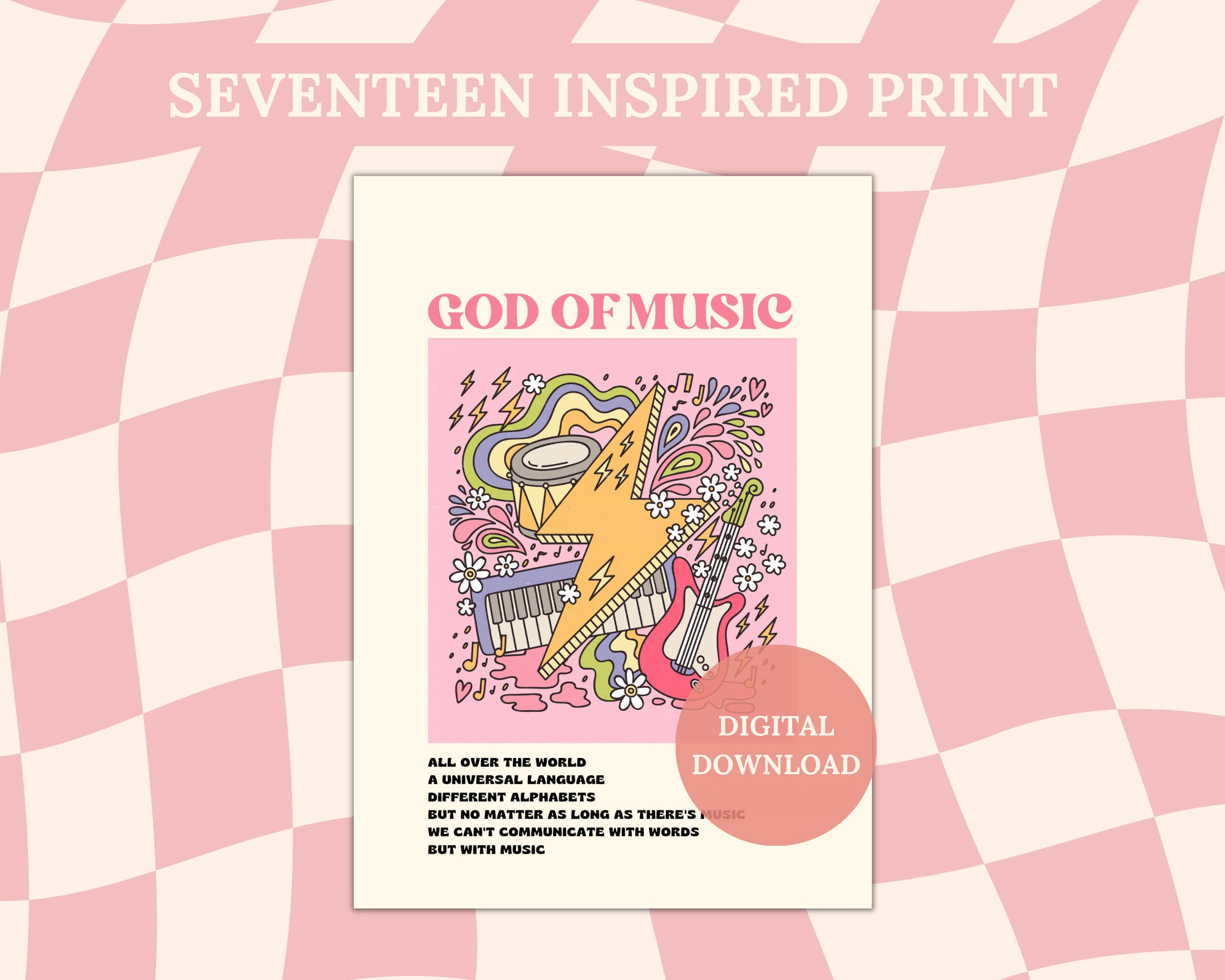 Seventeen GOD OF MUSIC - digital wall print - kpop art poster