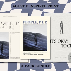 Agust D (BTS) PEOPLE pt. 2 - set of 3 - digital wall print - kpop art poster