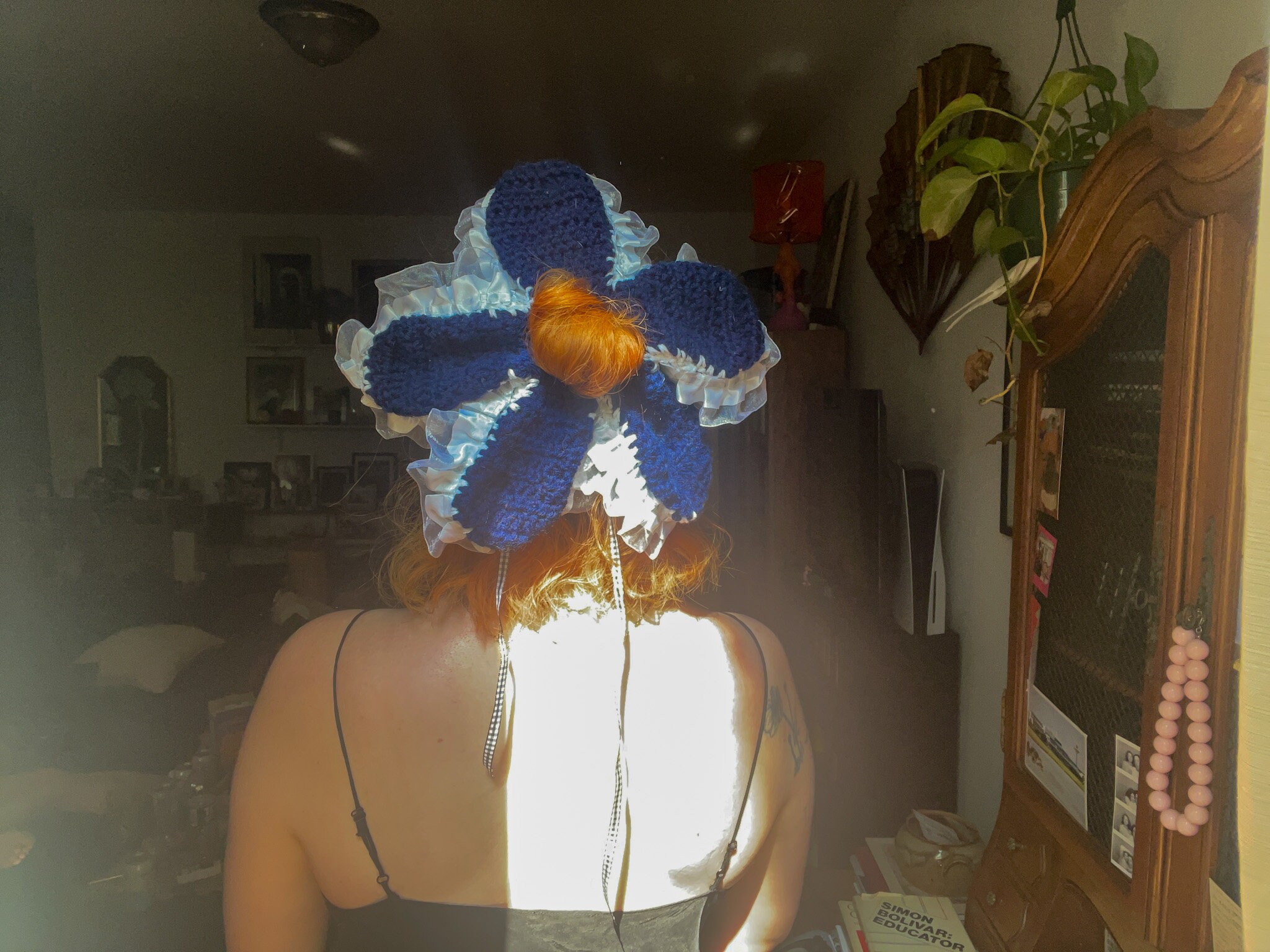 Hand Crocheted Merino Wool Flower Scrunchie 3