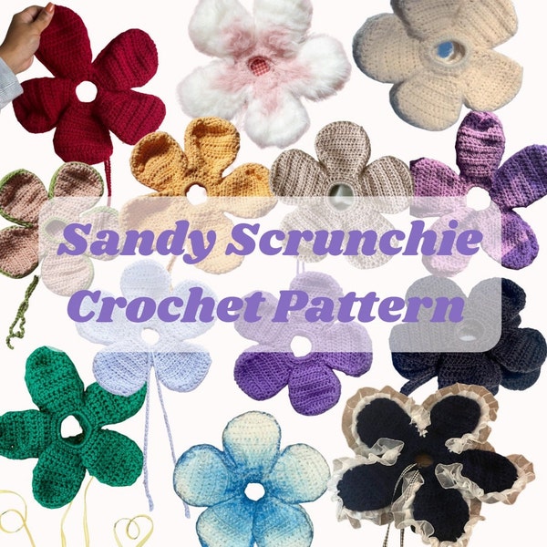 Sandy Flower Scrunchie Häkelanleitung