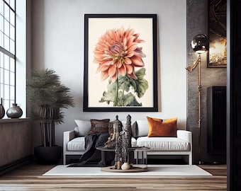 Imágenes florales descargables, arte de pared vintage de pieza de campo, pintura minimalista, impresión de jardín, decoración de granja - IMPRIMIBLE