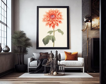 Imágenes florales descargables, arte de pared vintage de pieza de campo, pintura minimalista, impresión de jardín, decoración de granja - IMPRIMIBLE