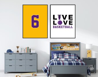 Basketball Player Poster, Live Love Basketball, Basketball Set of 2 Prints, Basketball Wall Art, Printable, Sport, Boys Room, Teen Room