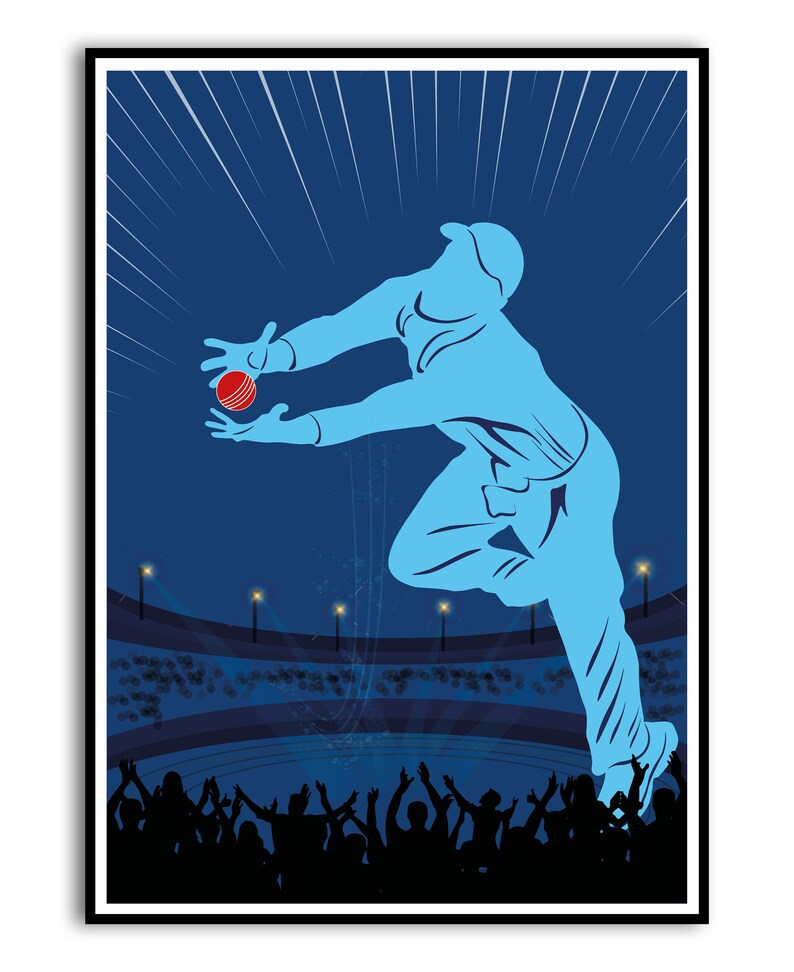 Cricket Player Poster, Cricket Player Set of 3 Prints, Cricket Wall Art, Cricket Gift, Printable, Sport, Room Decor, Batsman Bowler Fielder image 4