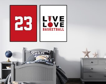 Basketball Player Poster, Live Love Basketball, Basketball Set of 2 Prints, Basketball Wall Art, Printable, Sport, Boys Room, Teen Room