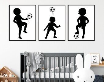 Soccer Player Poster, Soccer Player Set of 3 Prints, Boy Soccer Wall Art, Printable, Sport, Boys Room, Teen Room, Nursery, Football