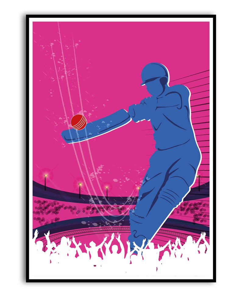 Cricket Player Poster, Cricket Player Set of 3 Prints, Cricket Wall Art, Cricket Gift, Printable, Sport, Room Decor, Batsman Bowler Fielder image 3