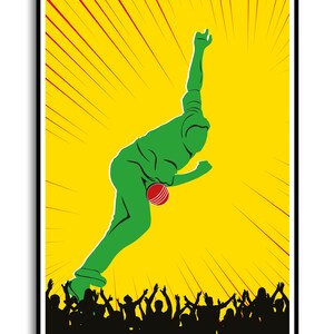 Cricket Player Poster, Cricket Player Set of 3 Prints, Cricket Wall Art, Cricket Gift, Printable, Sport, Room Decor, Batsman Bowler Fielder image 2