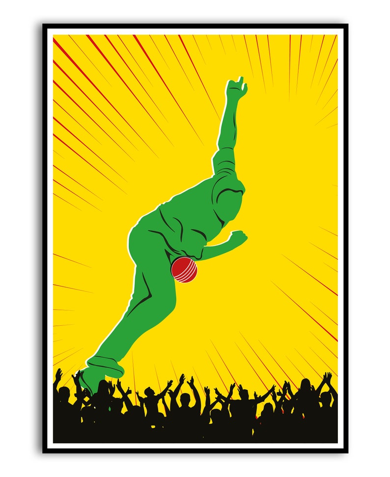 Cricket Player Poster, Cricket Player Set of 3 Prints, Cricket Wall Art, Cricket Gift, Printable, Sport, Room Decor, Batsman Bowler Fielder image 2
