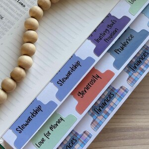 Finance Bible Journaling Tabs | Finance Themed Tabs: 7 Topics for Scripture Study