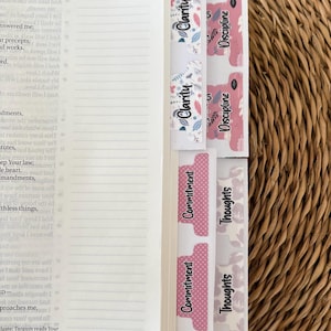Clarity Bible Journaling Tabs | Clarity, Thoughts, Commitment, Discipline Scripture Study Bundle
