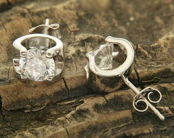 Boucles d'oreilles à tige rondes 2 carats en diamant créé par le laboratoire pour femme solitaire beauté plaqué or jaune 18 carats (argent pur à 100 %)