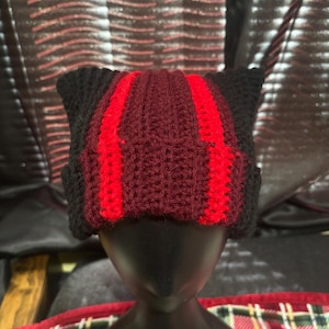 crochet twenty one pilots Clancy beanie/black and red striped hat