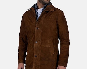 Vintage Claiborne Brown Suede Jacket Mens Large 1990s Button Front Mens Suede Jacket Rocker Brown Suede Jacket Etsy