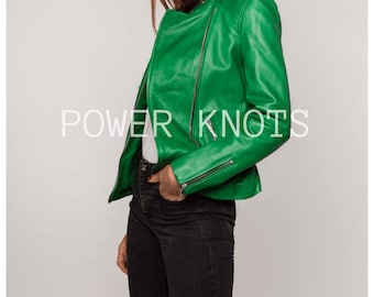 Hellgrüne maßgeschneiderte Motorrad-Biker-Lederjacke für Damen, grüne Lederjacke für Damen, grüne Bikerjacke für Damen, grüner Ledermantel