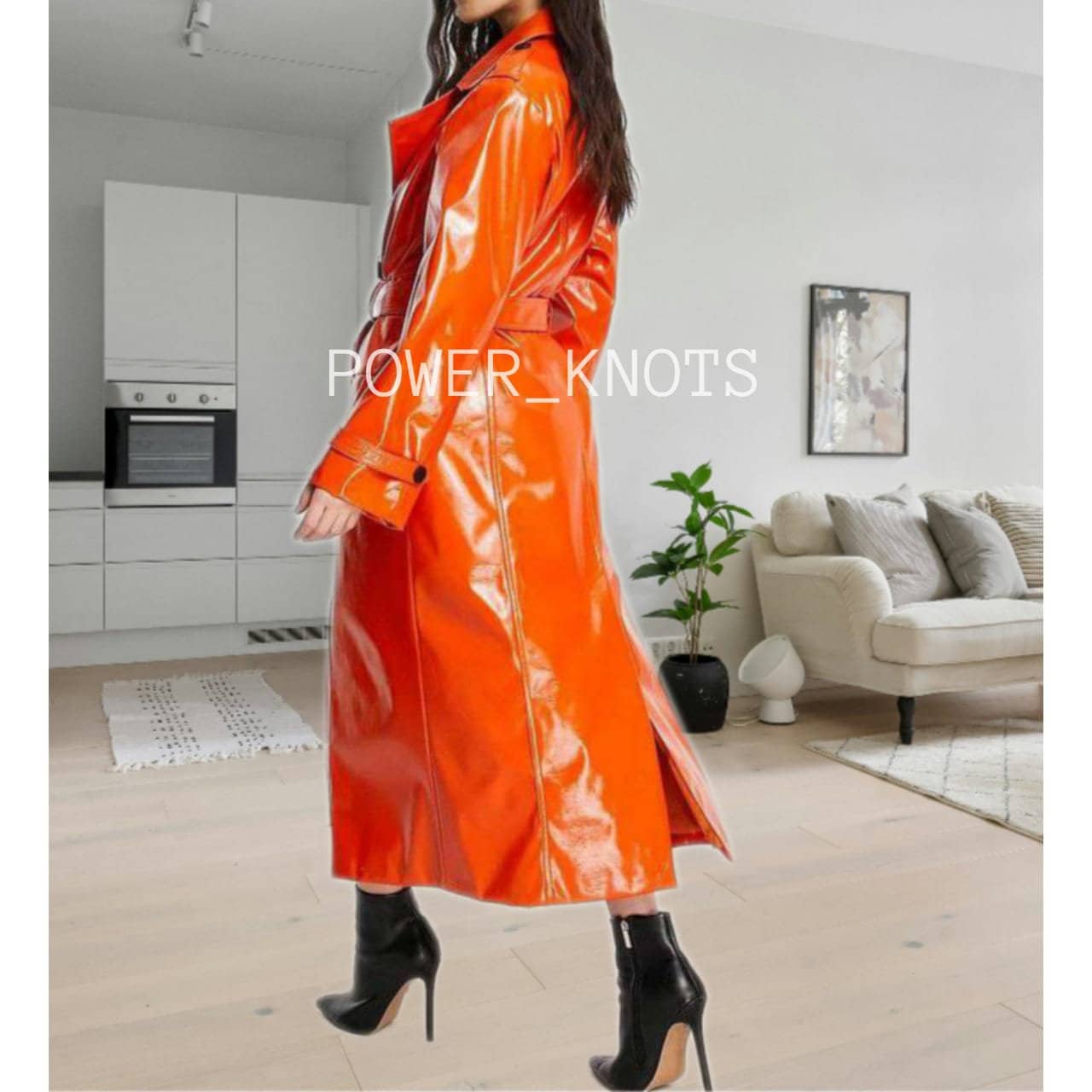 オレンジ ロングコート ベルト付き EMODA ロングトレンチコート（オレンジ） -ファッション通販 FASHION