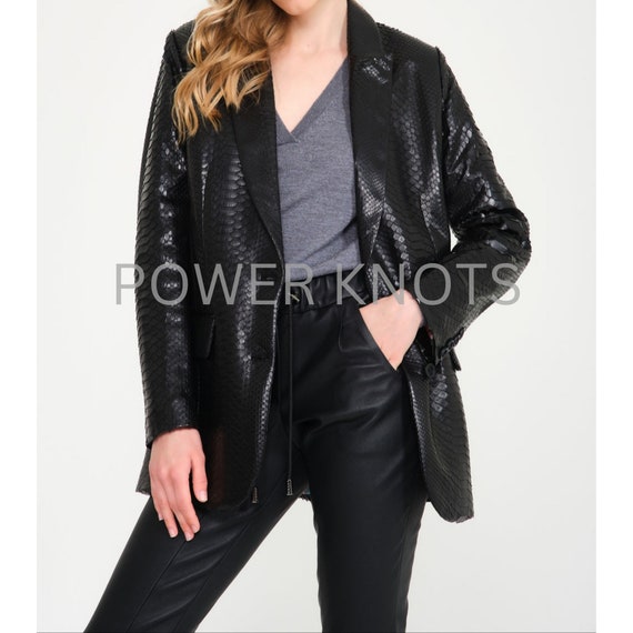 Blazer da donna in pelle business leggera su misura con stampa