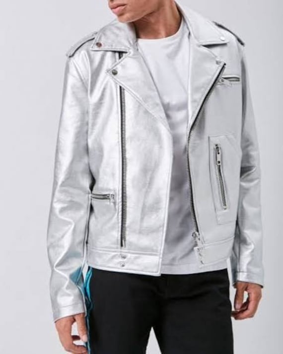 SILVER FOIL BIKER JACKET - Silver