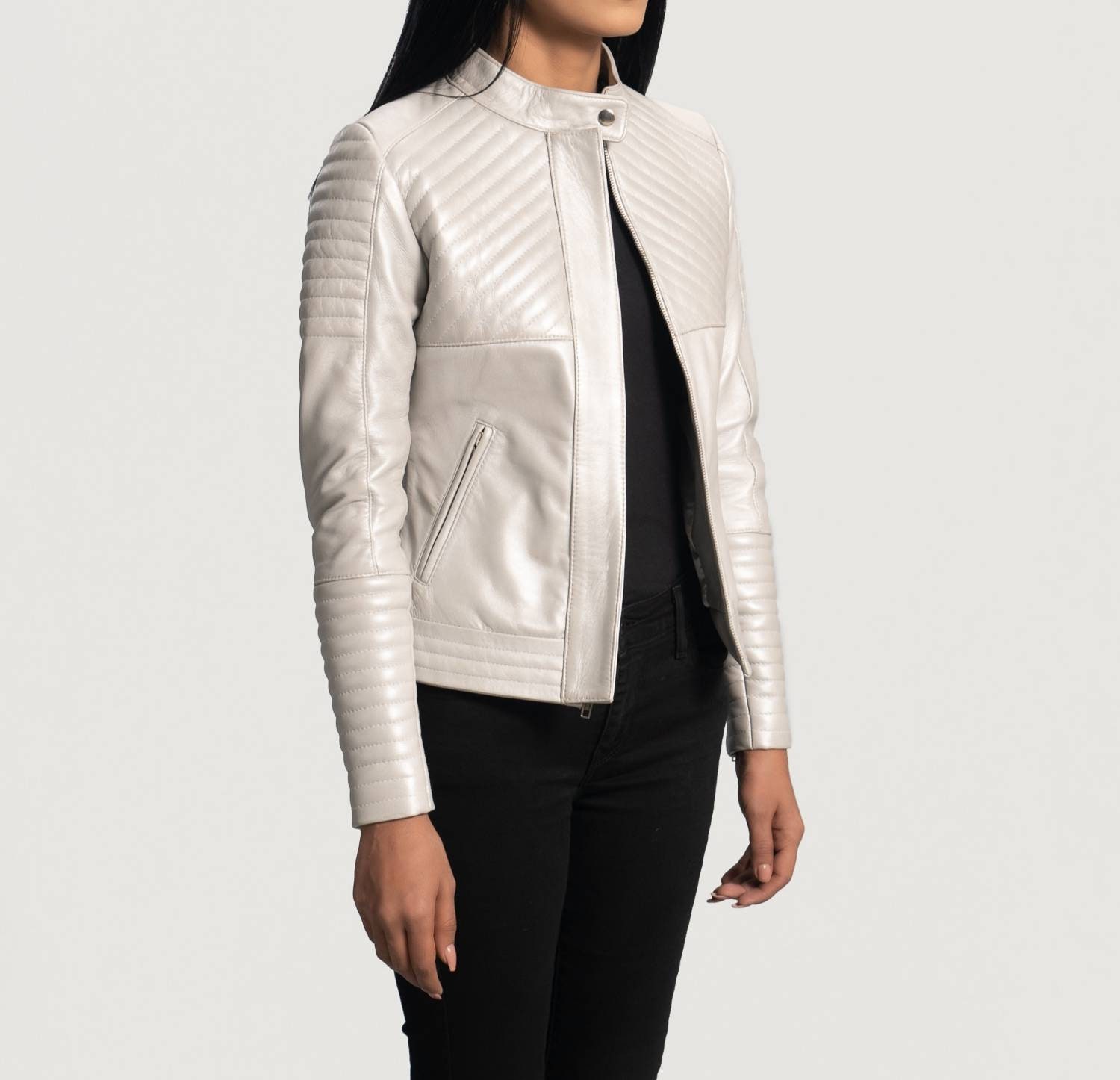 Ivory biker jacket hot sale