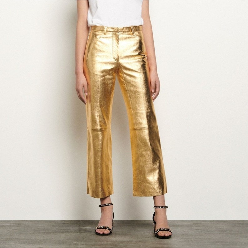 Gold Metallic Flare Pants 