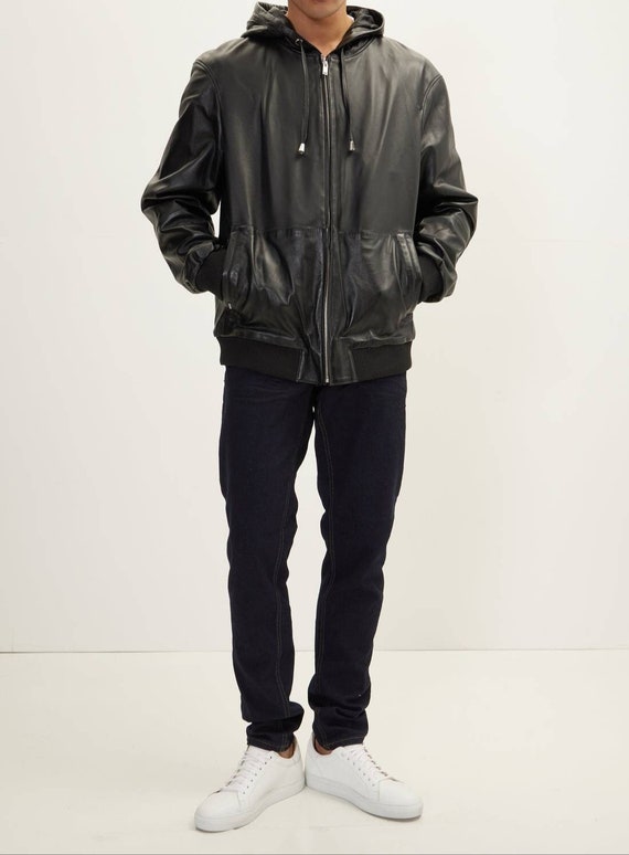Leather jacket cheap with sweatshirt