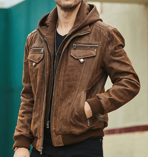 Buy Men's Brown Nubuck Suede Solid Casual Motorcycle Biker