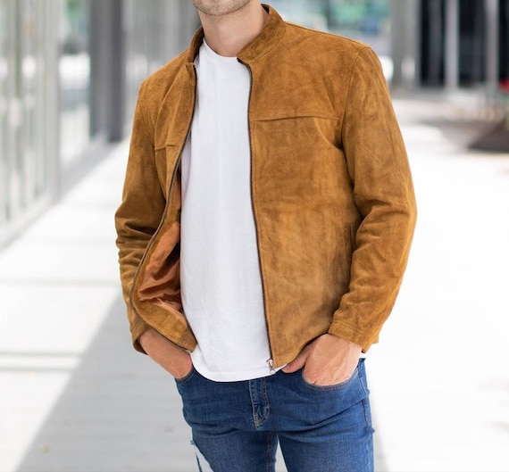 Giubbotto Moto Uomo In Ecopelle Marrone Chiaro - Stile Pilota, Caldo E Antivento, Con Tasche, Taglia XL