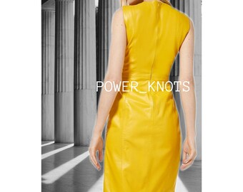 chinese dress ladies Italian Summer Tie Neck Midi Dress Mustard