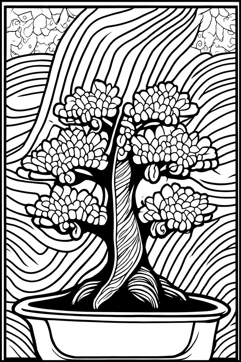 Bonsai Tree Coloring Pages - Etsy