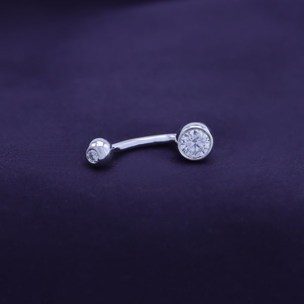 0.33 Ct Round Lab Created Moissanite Diamond Belly Ring Button Navel Rings Body Piercing Jewelry For Women 14K Gold Over Sterling Silver