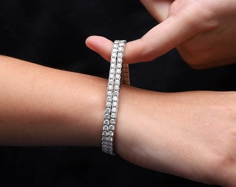Stretchable Expandable Flexible Moissanite Diamond Bracelet in Sterling Silver or 10k/14k Gold - 7" Size - 1pc