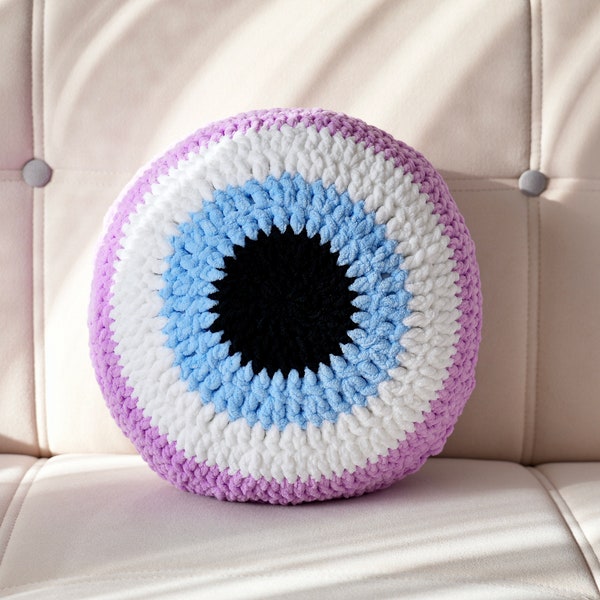 Crochet Evil Eye Pillow Etsy