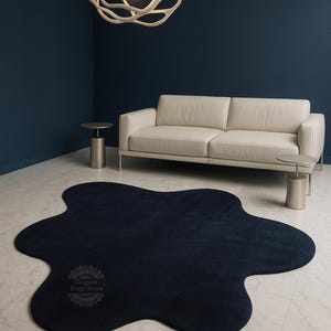 Irregular  Modern Hand Tufted Rugs , Hand Tufted Wool Area rug in solid blue for Bedroom | Livingroom I Hallways , 8x10 , 9x12 , 10x14.