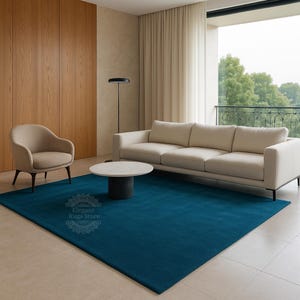 Hand Tufted Rugs , Solid Rug Dark Blue , Hand Tufted Wool Area rug for I Bedroom | Livingroom I Hallways , 8x10 , 9x12 , 10x14,12x15, 12x18.