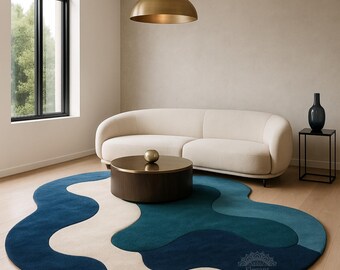 Hand Tufted Wool Area Rug: Irregular Design, New Zealand Wool