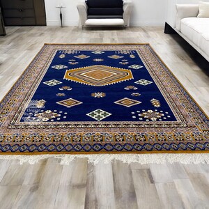 Blue Allover Traditional Kazak In Persian Weave made in Wool Rug can be Customize in Any Size from Large area Rugs and Runners .