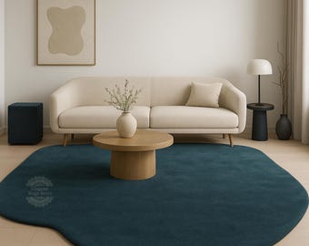 Hand Tufted Wool Area Rug: Irregular Shape, Contemporary Design