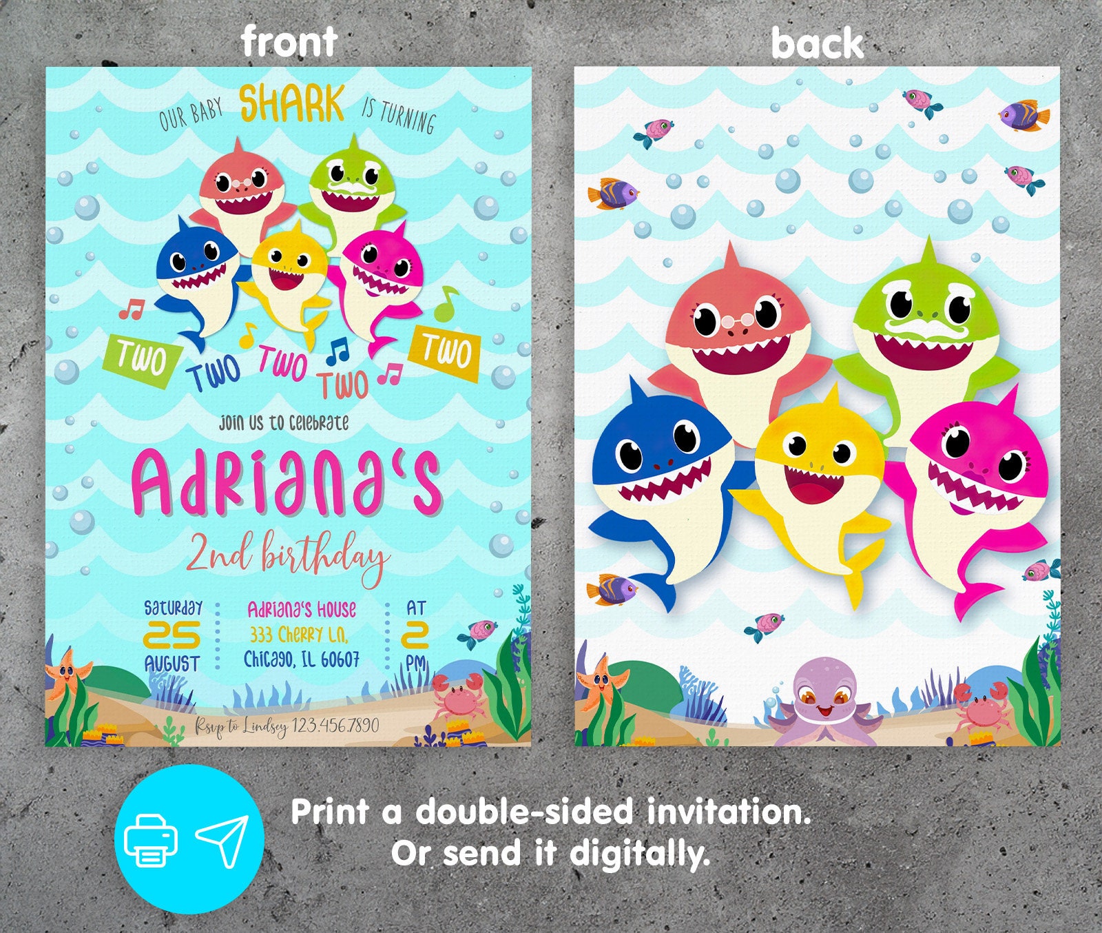 Baby Shark Printable Birthday Invitation Shark Invitation Editable ...