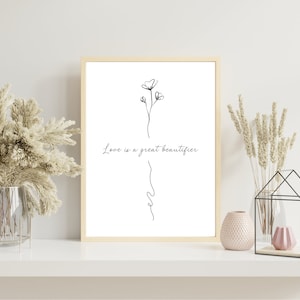 Love is a Great Beautifier Quote Print, Pequenas Mulheres, Arte de Parede, Decoração Estética de Quarto, Arte Minimalista, Citação de Livro, Decoração de Casa, Romântico