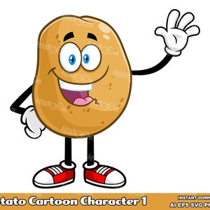 Aardappel stripfiguur mascotte 1 – bundel met digitale illustraties en vector grafische illustraties – Ai, Eps, Svg, Png, Jpg – Gratis commercieel gebruik